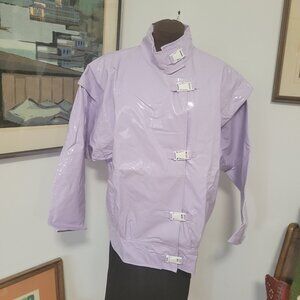 Vintage 80's Authentic NWT Pappagallo Light Purple Raincoat Bomber Jacket